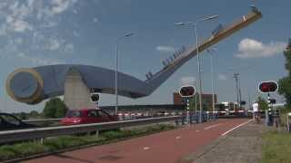 BIG ART DRAWBRIDGE IN THE NETHERLANDS  Slauerhoffbrug Leeuwarden  Friesland [upl. by Auof]