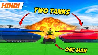 GTA 5 TWO Tanks ONE Man Face to Face 😱  GTA 5 Online Hindi Funny Moments  Saxisam [upl. by Esiahc230]