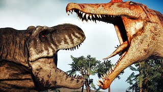 Paleo Accurate Spinosaurus Vs TRex  Jurassic World Evolution 2 Dominion Biosyn Expansion [upl. by Dyolf553]