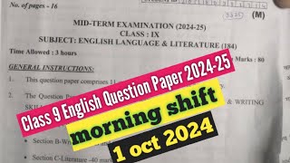 class 9 english mid term question paper 202425 English mid term paper solution class 9  1102024 [upl. by Gannon]