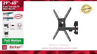 Barkan Full Motion TV Wall Mount for Flat  Curved TVs Sizes 29quot  65quot [upl. by Flosser]