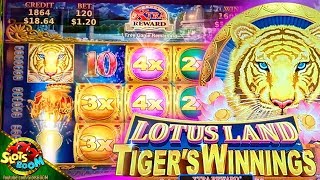 Lotus Land Tigers Winnings BIG WIN BONUSES 1c Konami Slots [upl. by Tabshey266]