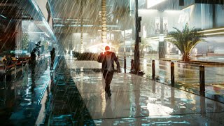 4K Cyberpunk 2077 RT Overdrive  Heavy Rain Walk at Night from Japantown to Charter Hill  RTX4090 [upl. by Elocen]