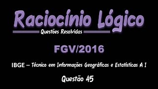 IBGE2016  Técnico em Informações Geográficas e Estatísticas A I  Questão 45 [upl. by Atiniv405]