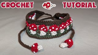 Mushroom Headband  Crochet Tutorial🍄 [upl. by Dranyl]