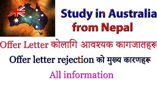 Study in Australia from Nepal Documents required for the offer letter and reasons for rejection [upl. by Lehsar364]