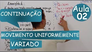 Movimento Uniformemente Variado Fórmulas e Exemplos  Continuação [upl. by Tiffanle]