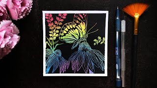 Scratch art tutorial Scratch paper drawing [upl. by Desdamonna]