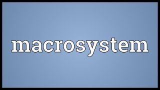 Macrosystem Meaning [upl. by Simeon]