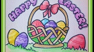 How to draw Easter Stuff Eggs in Basket easy step by step or download pattern [upl. by Latsyrc610]