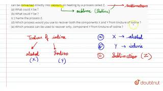 Tincture of iodine is a mixture of two materials X and Y The material Y has a property that its sol [upl. by Keiko]