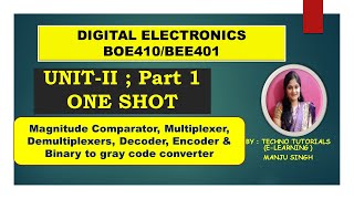 Digital electronics  Unit 2 One shot  BOE410  BEE401 PART 1  Multiplexer  encoder  Decoder [upl. by Frederico]