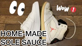 HOW TO RESTORE YELLOWING ON MIDSOLE ON ANY SHOES HYDROGEN PEROXIDE  BLEACH DIY SOLESAUCE [upl. by Giarla545]