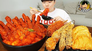 ASMR MUKBANG 직접 만든 대왕 가래떡 떡볶이 불닭볶음면 소세지 핫도그 먹방 amp 레시피 FIRE NOODLES AND Tteokbokki EATING SOUND [upl. by Eira]