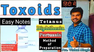 Toxoid Toxoid Vaccines Method of preparation Tetanus toxoid Diphtheria toxoid Pertussis toxoids [upl. by Llenrup]