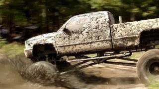 EPIC STUCK HUGE DODGE CUMMINS DIESEL 4X4 MUD TRUCK on 54quot BOGGERS [upl. by Yatnahc]