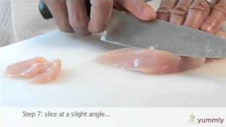 How to Cut a Boneless Chicken Breast  Cooking Basics by Yummly [upl. by Thomasin692]