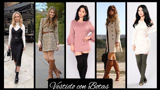 VESTIDO CON BOTAS Y BOTINES 20222023 tendencia2022 moda2022mujer bootsdresses outfits [upl. by Amer546]