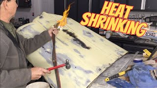 Heat Shrinking Large Areas With A Torch Oil Canning Hood 1950 Willys Jeepster Hot Rod [upl. by Iarised855]