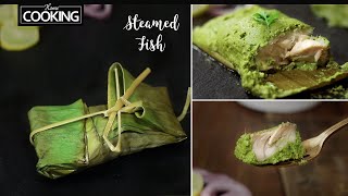 Steamed Fish  Healthy Recipes  Green Masala Recipe  Steamed Fish in banana leaf  Fish Recipes [upl. by Lamond]