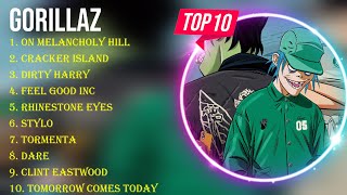 Top 10 songs Gorillaz 2024  Best Gorillaz playlist 2024 [upl. by Nohcim]