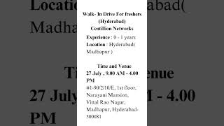 Walk In Drive For freshers Hyderabad Centillion Networks [upl. by Reste]