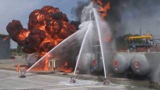 ExplosionProof Fire Fighting Robot Field Test September 2016 [upl. by Eimmot]