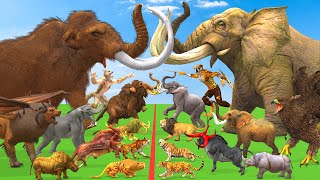 Prehistoric Mammals vs Modern Animals vs Elephant vs Woolly Mammoth Animal Epic Battle [upl. by Querida]