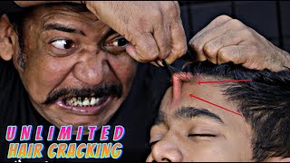 Unlimited Hair Cracking by Asim Barber  Head Massage amp Neck Cracking  Spine Cracking  ASMR [upl. by Ihsoyim]