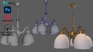 How to Model Modern Stylish Chandelier Ceiling Light in Maya Part 2 [upl. by Odericus526]