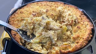 BEST SOUTHERN CORNBREAD CHICKEN AND DRESSING Recipe How to make Chicken and Dressing Soul Food [upl. by Clovah]