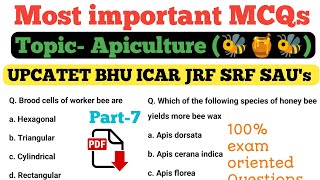 Important MCQs on Apiculture Honey bee farmingApiculture MCQ part7 [upl. by Kaplan]