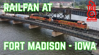 Railfan in Fort Madison Iowa  Just the trains Drews Trains Railfan [upl. by Otsuj]