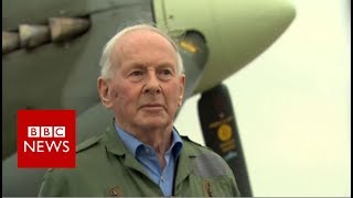 Luftwaffe ace flies in Spitfire  BBC News [upl. by Naynek91]