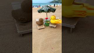 Sand Ducks on the Sun Loungers on the Beach 🦆🦆 shorts funny cute relaxing beach [upl. by Ahtnamys239]