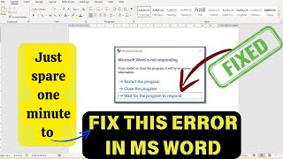 🔥Fixed How To Fix Microsoft Word Is Not Responding Starting Or Opening On Windows PCs just 1 Mint [upl. by Atnahs]