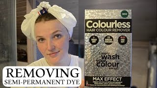 Colourless Hair Colour Remover Review  Removing SemiPermanent Hair Dye [upl. by Svirad]