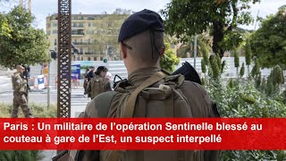 Paris  Un militaire de l’opération Sentinelle blessé au couteau à gare de l’Est [upl. by Iden302]