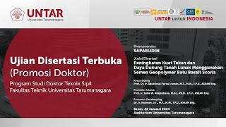 Sidang Promosi Doktor Teknik Sipil Untar  Saparudin  Senin 22 Januari 2024 [upl. by Eedyah]