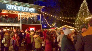 LONDON WALK  South Bank at Christmas incl Winter Market and Rekorderlig Cider Lodge  England [upl. by Anneg]