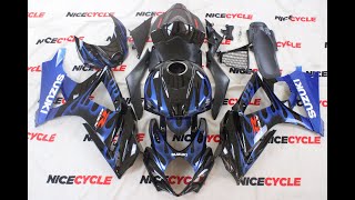 Motorcycle Fairings Kit  20072008 Suzuki GSXR 1000 Black with Blue Fire Fairings  SZK12 [upl. by Dixil]