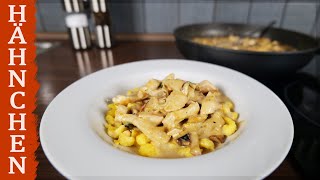 Hähnchengeschnetzeltes mit Champignons in Sahnesoße  schnell und einfach [upl. by Nuavahs69]