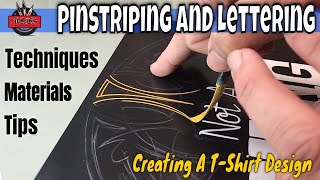 How To Lettering And Pinstriping A TShirt Design [upl. by Assirem]