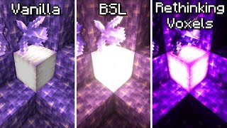 Vanilla VS BSL VS Rethinking Voxels  Best Minecraft Shader Comparison [upl. by Enilada474]