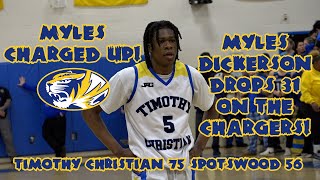 Timothy Christian 75 Spotswood 56  Myles Dickerson 31 points  Boys Basketball highlights [upl. by Eitsyrc]