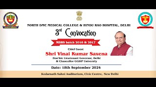 LIVE  3rd Convocation of North DMC Medical College amp Hindu Rao Hospital Delhi [upl. by Trinetta]