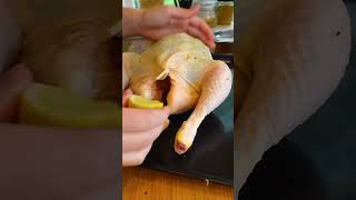 Roast chicken 🐔 asmr garlic roastchicken roast dinner recipe [upl. by Lockhart]