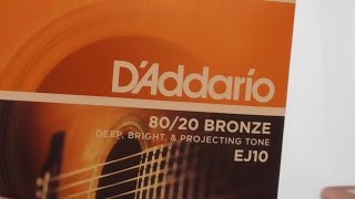 DAddario Acoustic Guitar Strings EJ10 VS EJ13 8020 Bronze 010 011 REVIEW [upl. by Amak685]