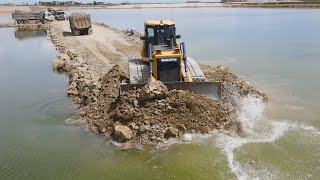 The Incredible Land Reclamation Processing Bulldozer Pushing Rock Dump Truck Rock [upl. by Aihseyn]