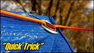 How To Setup A Tarp Using No Knots  quotQuick Trickquot [upl. by Malley909]